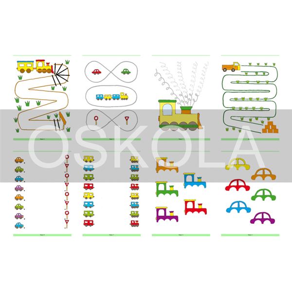Grafomotorická cvičení - auta a vlaky
