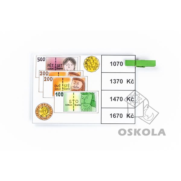 Počítáme peníze s kolíčky 2