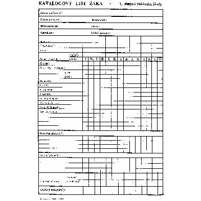 Katalogový list žáka pro 1.st. ZŠ  A4  karton