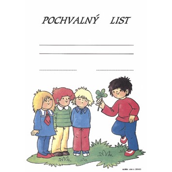Pochvalný list A4 - Děti a čtyřlístek