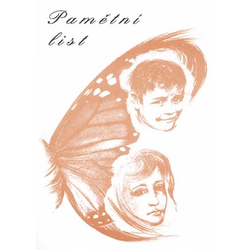 Pamětní list na ukončení školní docházky (křídlo motýla)