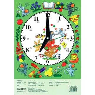 Hodiny školní - barevné, zvířátka, A4 