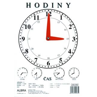 Hodiny školní - černobílé , lamino, A4