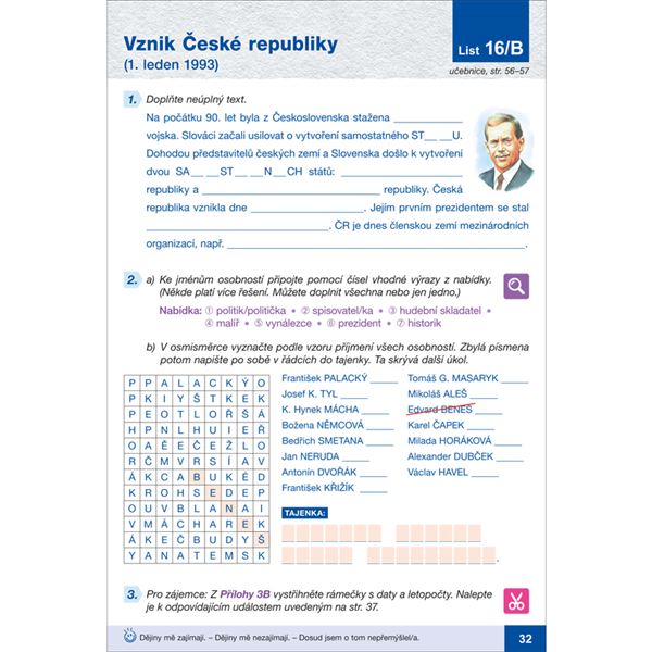 Pracovní listy k učebnici Obrazy z novějších českých dějin - el. jednouživatelská  licence pro žáky (12 měsíců + 6 zdarma)