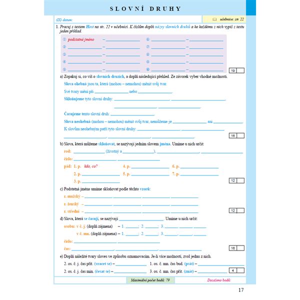 Pracovní sešit k učebnici Český jazyk 5 - 1. díl