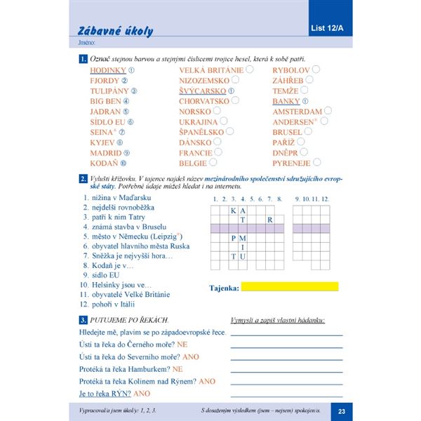Pracovní listy k učebnici Putování po Evropě