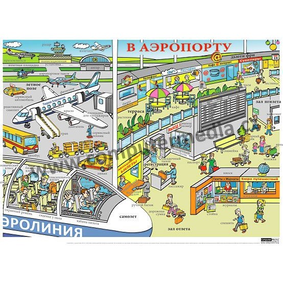 Ruština - V aeroportu (Na letišti) - nástěnný obraz, 110x85cm, 2 lišty