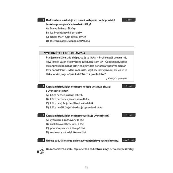 ČJ a literatura - Přijímací zkoušky na osmiletá G (Cermat)