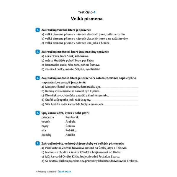 Otestuj si znalosti - Český jazyk (2. třída)