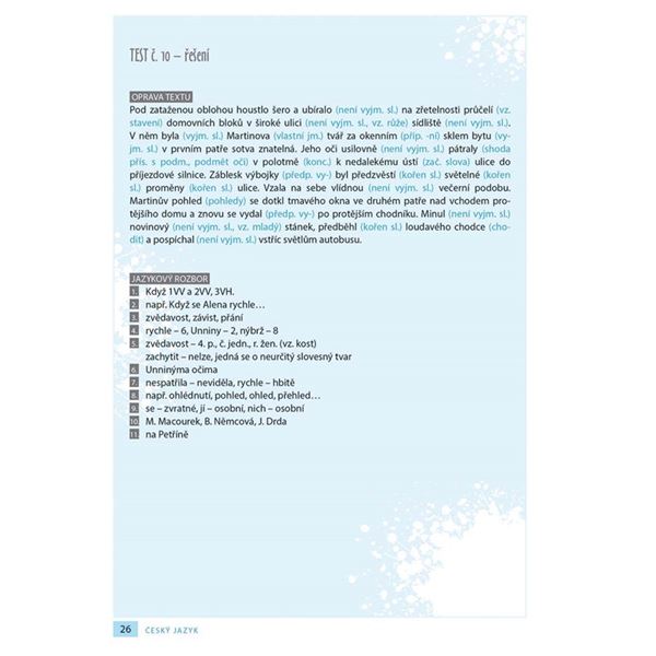 Příprava na přijímací zkoušky na SŠ na osmiletá gymnázia - český jazyk