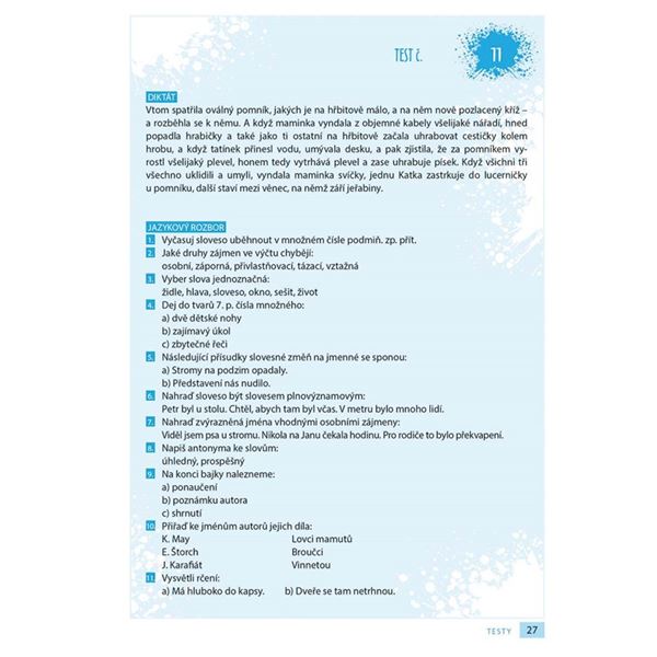 Příprava na přijímací zkoušky na SŠ na osmiletá gymnázia - český jazyk