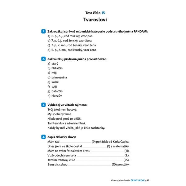 Otestuj si znalosti - Český jazyk pro 5. třídu