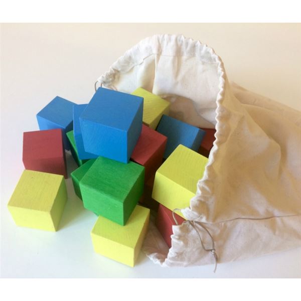 Dřevěné krychle 4x4cm - základní sada (27 krychlí - mix barev)