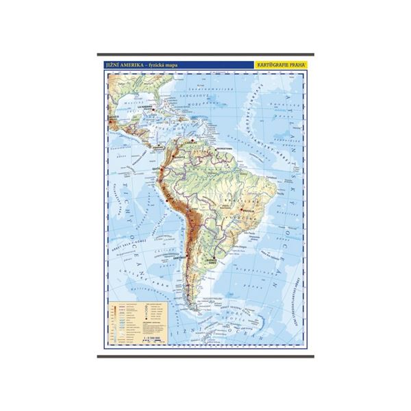 Jižní Amerika - školní nástěnná fyzická mapa