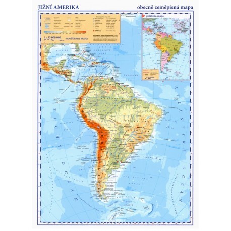 Jižní Amerika - příruční obecně zeměpisná mapa