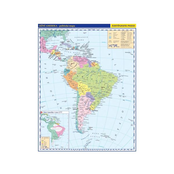 Jižní Amerika - politická příruční mapa