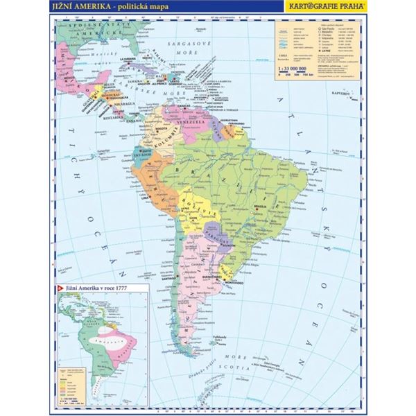 Jižní Amerika - politická příruční mapa
