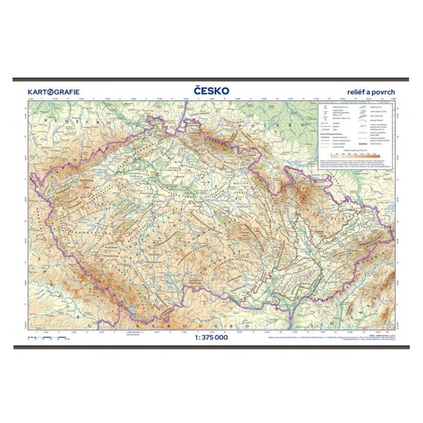 Česko – reliéf a povrch školní nástěnná mapa