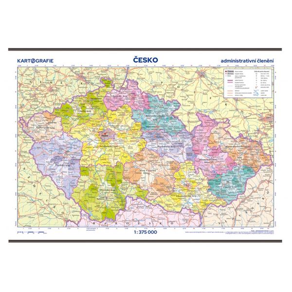 Česko – administrativní členění – školní nástěnná mapa