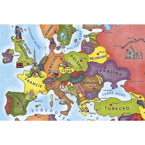 Ilustrovaná mapa států světa - plakát 