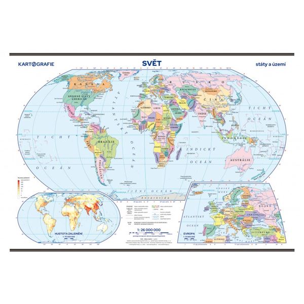 Svět – státy a území – nástěnná mapa