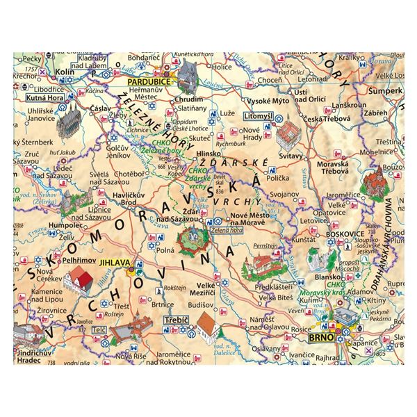 Česko - vlastivědná mapa - školní nástěnná mapa