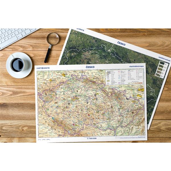 Česko – příruční vlastivědná mapa/satelitní snímek