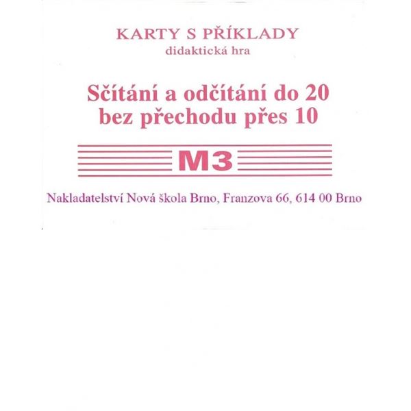 Sada kartiček M3 - Sčítání a odčítání do 20 bez přechodu přes 10