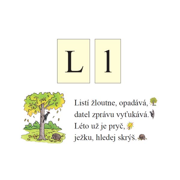 Demonstrační karty s písmeny, básničkami a paměťovými obrázky