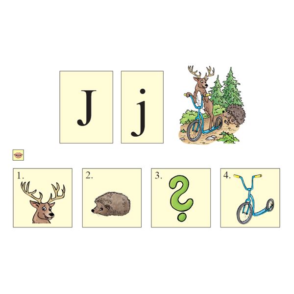 Demonstrační karty s písmeny, básničkami a paměťovými obrázky