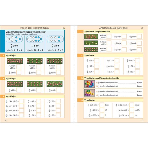 Zlomky - vysvětlení a procvičování pro 4. - 5. ročník barevný pracovní sešit