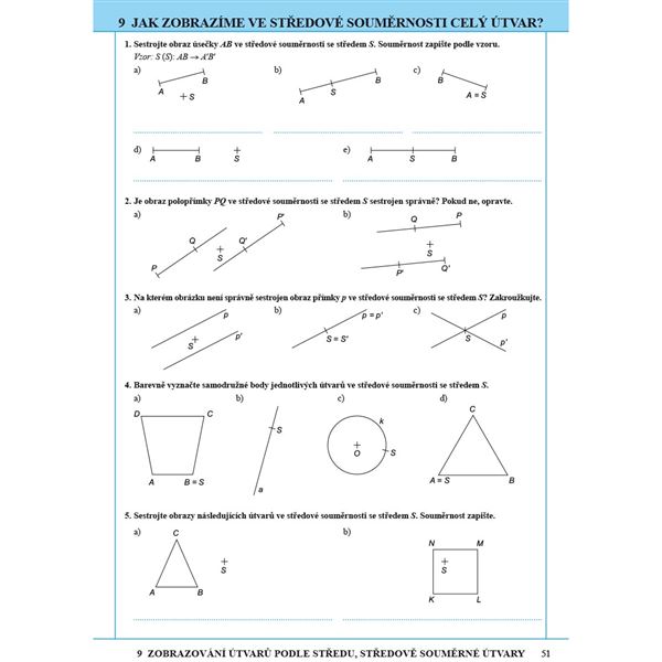 Matematika 7 - Shodnost geometrických útvarů, souměrnosti - Pracovní sešit