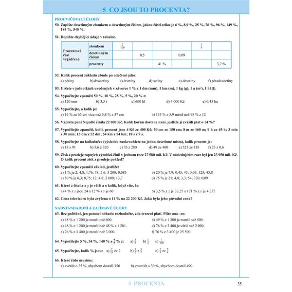 Matematika 7 - Procenta a trojčlenka - Pracovní sešit