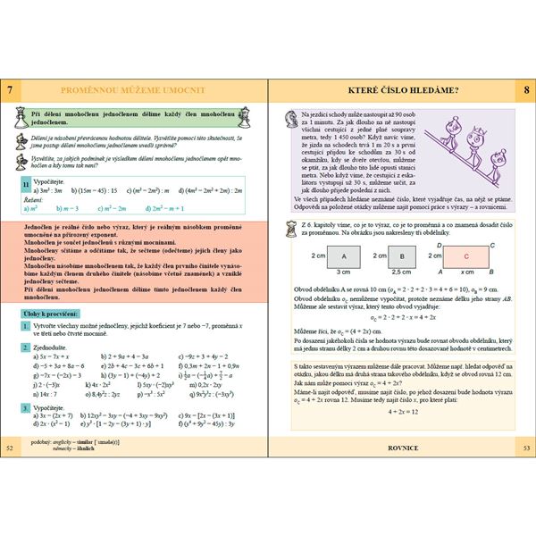 Matematika 8 - Výrazy a rovnice 1 - učebnice