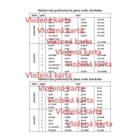 Pravopis nás baví - pravopis podstatných jmen (rod střední, ženský a mužský)
