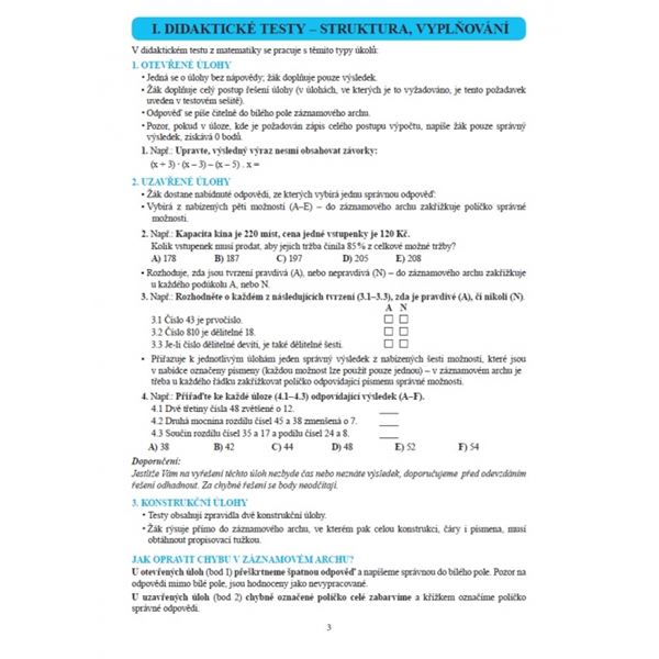 Matematika - příprava na příjmací zkoušky na SŠ