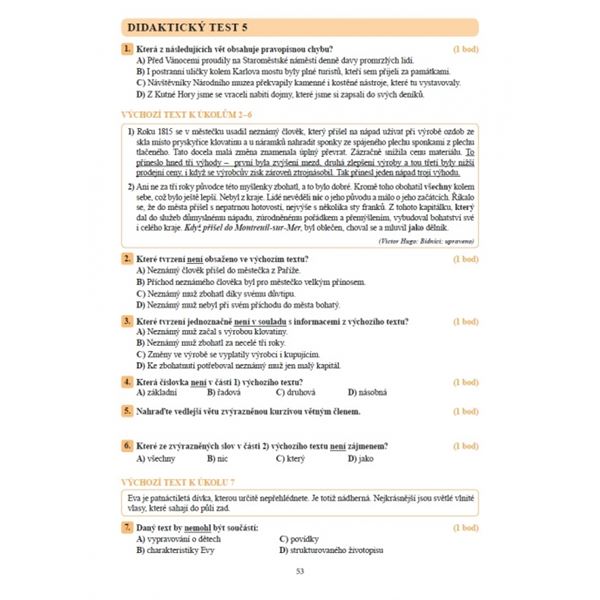 Český jazyk - příprava na příjmací zkoušky na SŠ