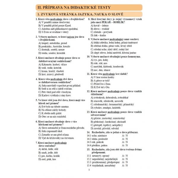Český jazyk - příprava na příjmací zkoušky na SŠ