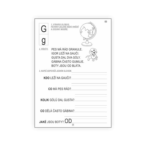 Čtení 1 - pracovní listy