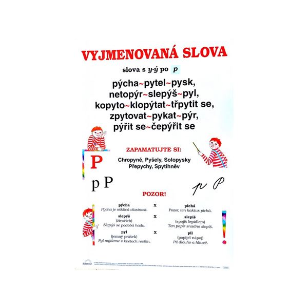 Vyjmenovaná slova po P - nástěnná tabule