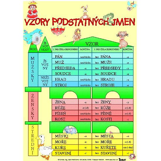 Vzory podstatných jmen - obraz 70x100cm