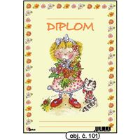 Diplom A5 - Dívka s kyticí