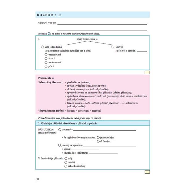 Český jazyk 6 - 3. díl - Přehledy, tabulky, rozbory, cvičení - pracovní sešit