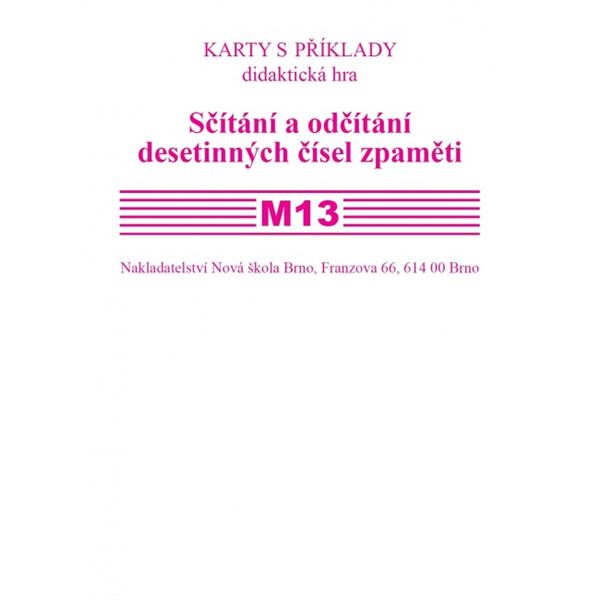 Sada kartiček M13 - Sčítání a odčítání desetinných čísel zpaměti